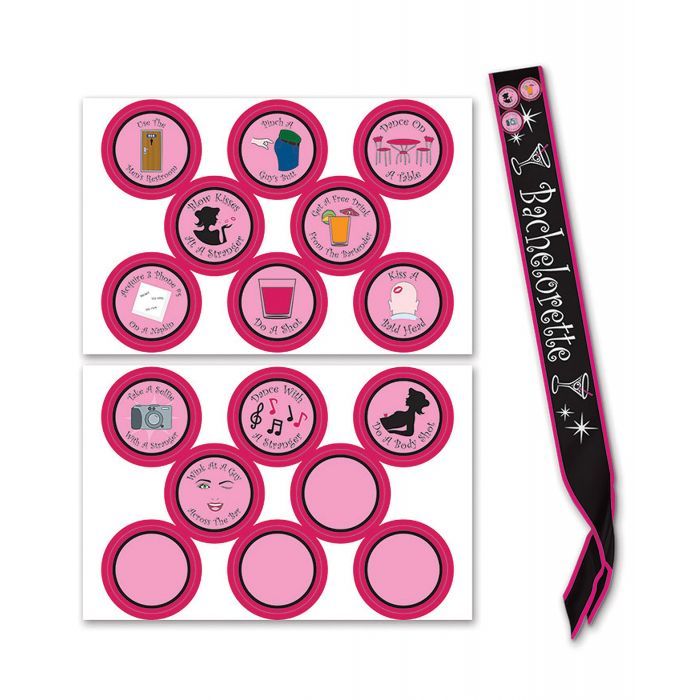 Bachelorette Sash With Stick On Badges