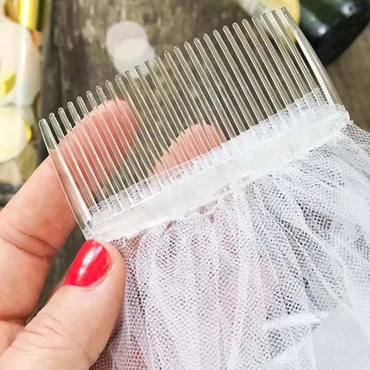 white bridal veil with comb