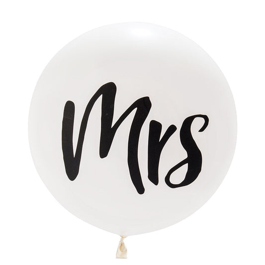 Extra Large 36" White Round Wedding Balloons - Mrs