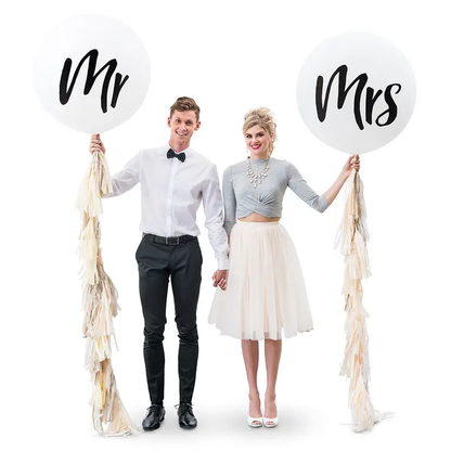 Extra Large 36" White Round Wedding Balloons - Mr