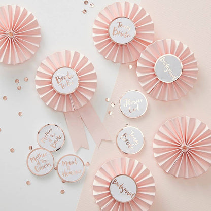 Pink & Rose Gold Bachelorette Badges - Team Bride